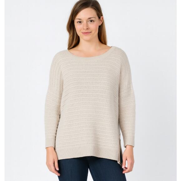 Garnet Hill SZ S Lambswool Angora Pullover Sweater Side Zips Tan - Picture 1 of 5